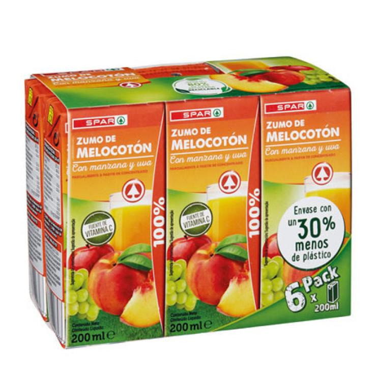 ZUMO 100% MELOCOTON,UVA,MANZANA 6x200ML