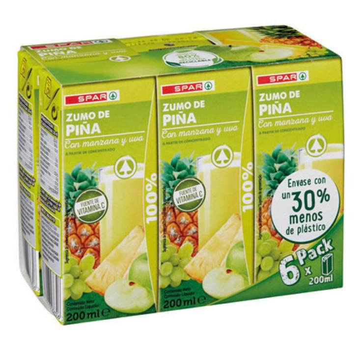 ZUMO 100% PIÑA/UVA/MANZANA PACK-6X200 ML