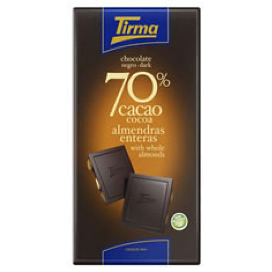 CHOCOLATE 70% ALMENDRAS ENTERAS 125 GR