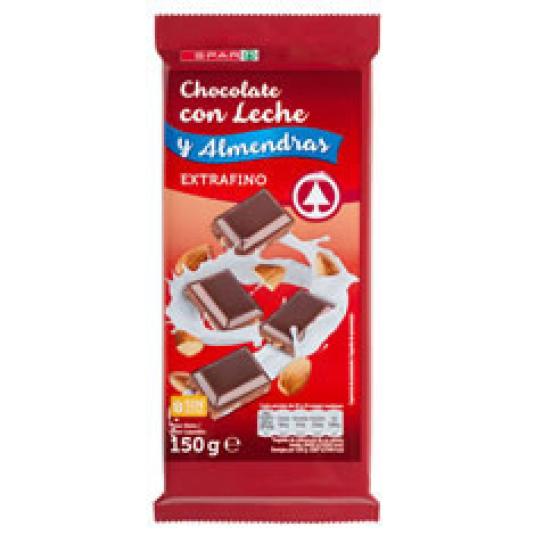 CHOCOLATE CON LECHE Y ALMENDRAS 150 GR
